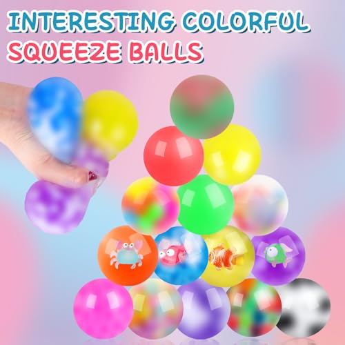 Image of 54 Pack Stress Balls, Squishy Balls, Squeeze Balls for Adults | Stress Relief Balls, Prize Box Stuffers, Party Favors