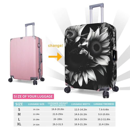 Housse de protection pour bagage M en polyester lavable blanc imprimé tournesols