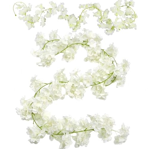 Lot de 2 Blanc Guirlande Fleurs Artificielles,180cm Guirlandes de Fleurs de Cerisier Artificielles,Guirlande Cerisier Artificielles Extérieures Deco pour...