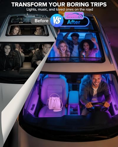 Image of Car Interior LED Lights, 12V RGB Under Dash Footwell Ambient Lighting Kit