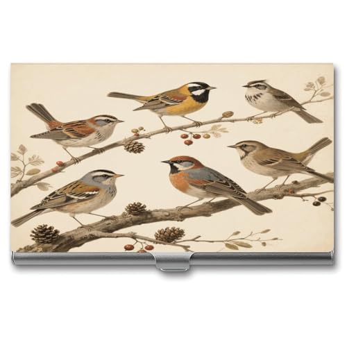 VstaDank Vintage Bird Business Card Holder Fashion Aluminum Alloy Flip Cover Credit Card Holder High End Professional Name Cards Case Exquisite Pocket Metal Cards Holder for Work