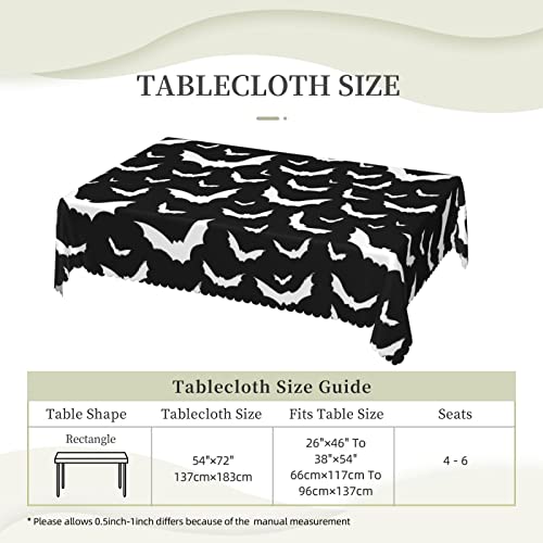Bats Halloween Goth Table Cloth Halloween Style Tablecloth For Party Decorations Black White Waterproof Tablecloths For Rectangle Tables Wrinkle Resistant Tablecovers For Dining Outdoor Use 54X72In #TOP5
