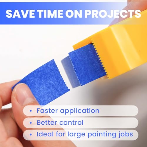 Image of ADHES Blue Painters Tape with Dispenser, 0.94 Inch x 60 Yards x 6 Rolls