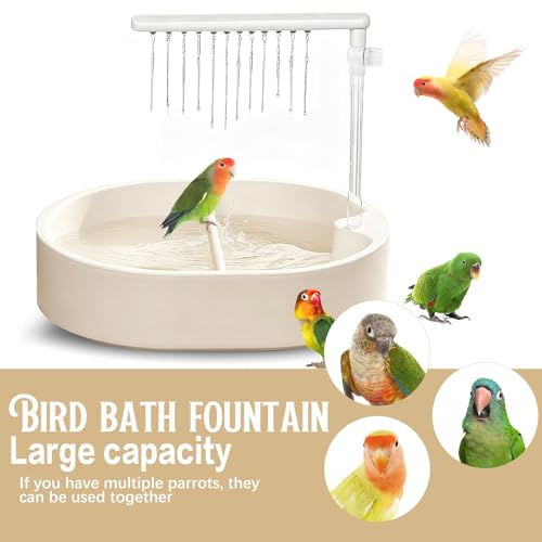 DINTSTYLE Automatic Bird Bath, Large Bird Shower Fountain, Parrot Bathtub with Circulating Faucet, Indoor Fountain with USB Pump for Cockatiel, Conure, Budgie, African Grey, Lovebird by DINTSTYLE - Used condition - Image 7