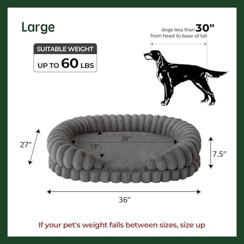 BALANCE Calming Dog Bed for Large Sized Dogs, 36 Inches Oval Washable Pet Bed with Sides, Orthopedic Pet Couch Sofa with Non-Slip Bottom, Gray - Image 6