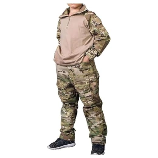 EMERSONGEAR Tactical Airsoft Kids Uniform,Boys Soldier Costume,Army Outfit Military Costume for Boys,Children BDU Hunting Military Camouflage Combat Suit Multicam (9-10 Years)