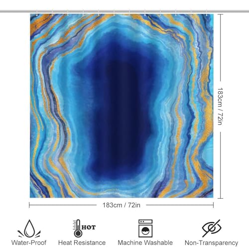 Ensemble rideau de douche bleu haut de gamme et tapis de bain denses