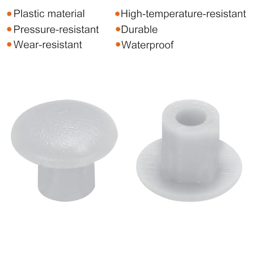 Image of MECCANIXITY 100pcs Plastic Hole Plugs, 5mm (3 /16 Inch) Light Grey Screw Caps Cover Snap in Locking Round Button Top Shelf Plugs for Cabinet Cupboard Bookcase License Plate Furniture