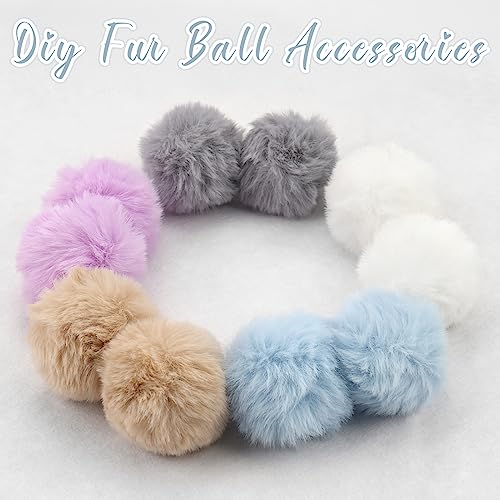 Image of 26Pcs Faux Fur Pom Poms for Hats 3.2 Inch Fluffy Pom Poms with Elastic Loop