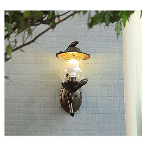 Luces de aplique de pared rústicas rústicas para exteriores Lámpara de pared de aluminio con personalidad en forma de pájaro Iluminación de pared exterior impermeable, a prueba de lluvia y a prueba de Cover