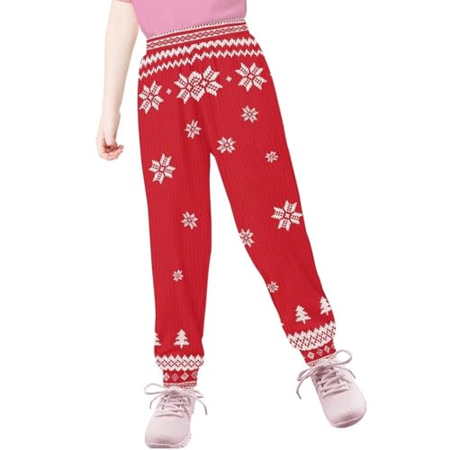 AmzPrint Santa Claus Snowflake Print Christmas Drawstring for Sweatpants Red Workout Active Hiking Pants with Pockets3