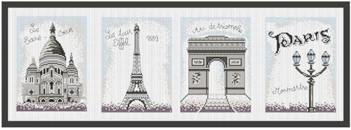 Kit à broder point de croix des monuments de Paris pour vos soirées détente