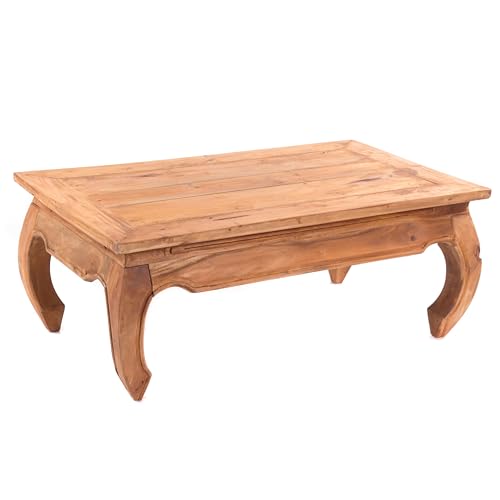 Table Opium East design - 100 x 60 x 41 cm (l x p x h) - Bois d'acajou recyclé - Table d'appoint, table basse en bois massif - Couleur : 08 miel ciré