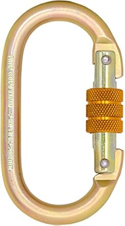 Karam Steel Carabiner Hook PN-112 Gate Opening: 18 mm, Tensile Strength: 25 Kn - Golden (PN 112)' (Alloy Steel, Steel Screw Locking Karabiner)