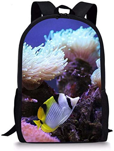 Mochila Escolar de pez Mariposa para Escuela Primaria de Hombro Grande de 17 Pulgadas