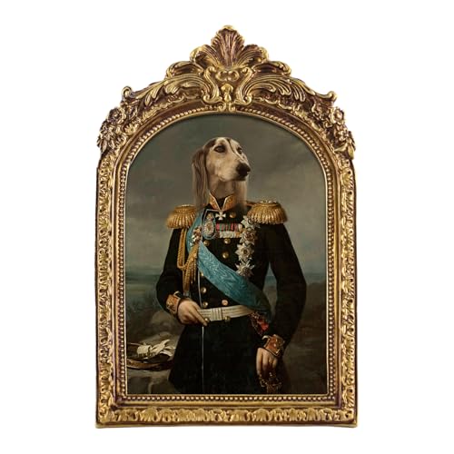 FOLKOR Canvas Wall Art for Pet Shop Home Office, Fun Dog Portrait Art Prints with Vintage Gold Picture Frame, Old Animal Poster Decor for Bedroom Nursery Game Room, 5x7