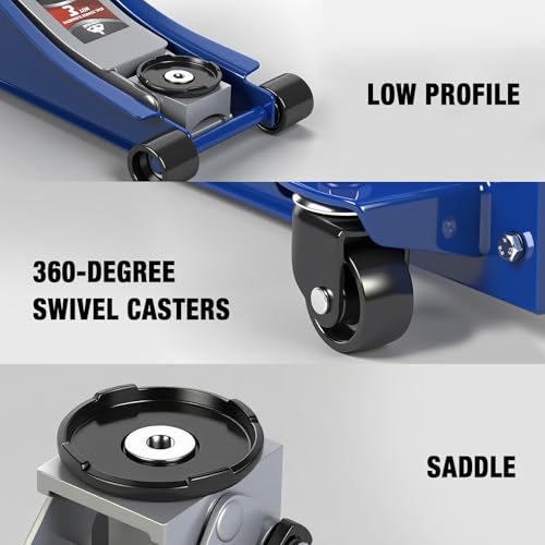 Image of Jack Boss 3 Ton Floor Jack, Hydraulic Car Jack, Low Profile with Dual Pumps, Quickly Lift Steel Service Jack (6600lbs)