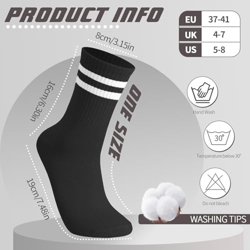 Image of Jspupifip 8 Pair Striped Athletic Crew Socks Running Socks for Men Women | Moisture-Wicking, Soft Stretchy Casual Mid Calf Socks Size 5-8, Breathable Casual Gym Socks