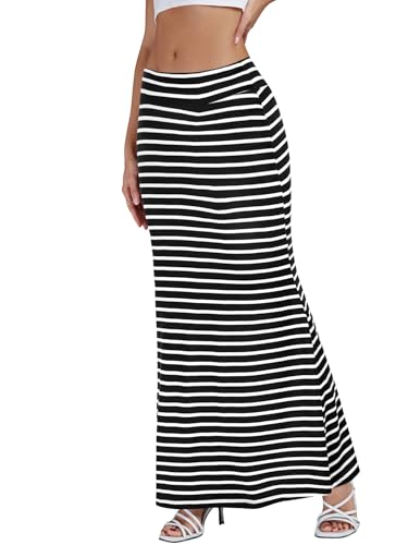 KIFOVEN Women's Casual Striped Print High Waist Maxi Long Pencil Skirt3