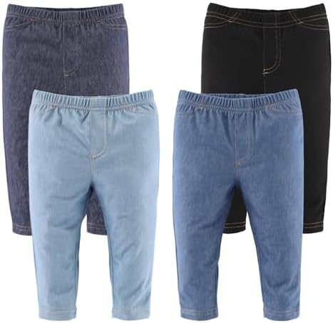 The Peanutshell Baby Jeggings for Boys and Girls, Super Soft Stretchy Denim, Unisex 4 Pack