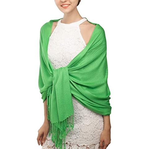 Ladies Pashmina Scarf Shawls Wrap | Bride Bridesmaid Gifts And Womens Evening Dress Shawl (One Size, Z-Grass Green) Cover