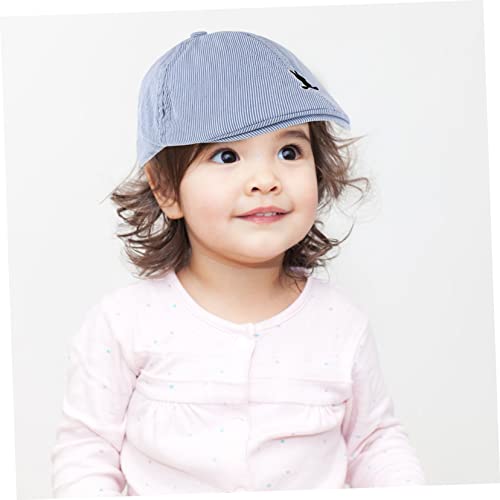 Striped Baby Beret Hat Bunny Design Soft Cotton Material Adjustable for Kids for Toddler Boys and Girls Cute Rabbit Hat for Everyday Wear Blue3