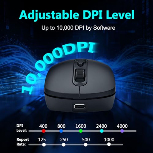 Image of E-YOOSO Wireless Gaming Mouse, 10,000 DPI, Tri-Mode 2.4Ghz /Bluetooth /USB-C Wired, RGB Backlit, 6 Programmable Buttons, Ergonomic Rechargeable Gamer Mice with PC, Mac, PS, Xbox - Black