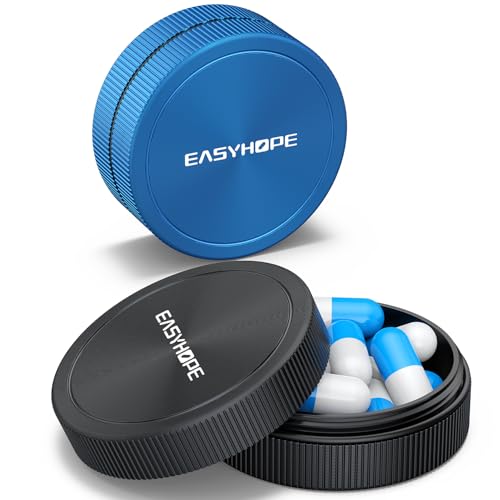 Small Pill Box & Earplug Case (2 Pack) Metal Aluminum Alloy Bottle Waterproof Mini Travel Medicine Organizer Portable Container Hold Jewelry Vitamins Fish Oil - Compatible with Loop Vibes Eargasm