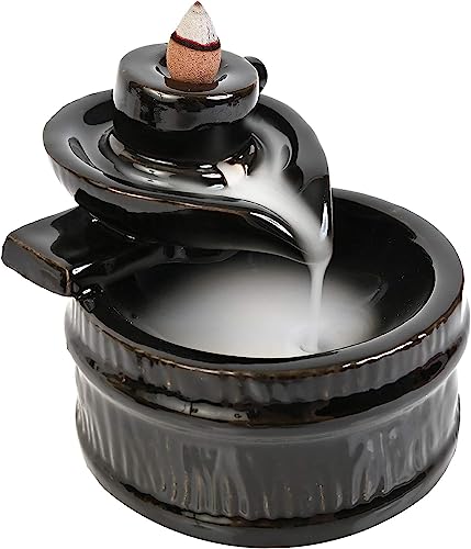 Image of Ceramic Big Size Shivling Shiv Backflow Smoke Fountain Incense Holder for Home Decor Gifts with 30 Fragrances Cones by Craftam