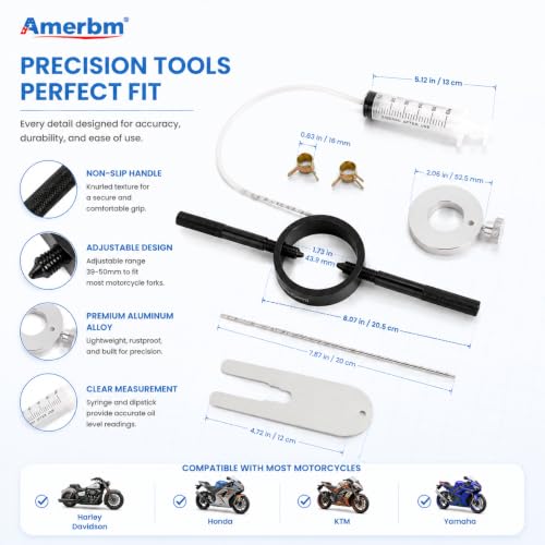 Image of Motorcycle Fork Service Tool Kit for Harley Davidson Honda KTM - Fork Oil Level Gauge, Fork Compressor Tool & Spring Compressor Tool for Oil Change Tools