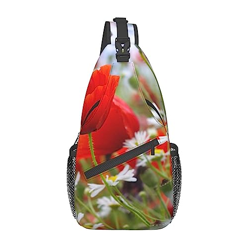 Sac à bandoulière noir fleurs de prairie réglable pour soulager le dos