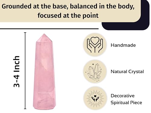 Image of Certified Rose Quartz Crystal Tower Obelisk Point For Chakra