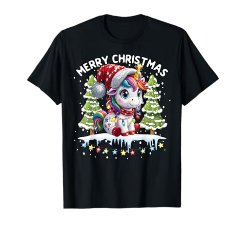 Weihnachtsshirt Einhorn Mädchen Weihnachtsoutfit Weihnachts T-Shirt