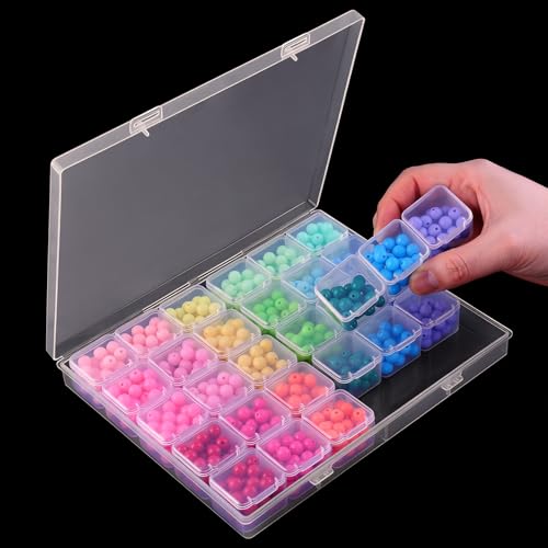 RJ-Sport 30 Grids Diamond Art Bead Organizer Box, Compact & Portable Clear Plastic Case for Jewelry & Gems Storage and Organizing