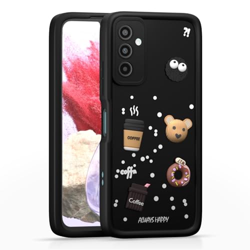 Image of Outlouders Back Cover for Samsung Galaxy M34 5G / F34 5G | 3D Cartoon Cute Fun Bear | Silicone Full Body Protection Bumper Case (Black)