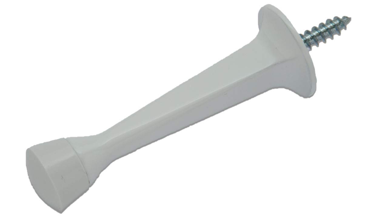QCAA Rubber Tip Heavy Duty Solid Rigid Door Stop, 3", Zinc Die Cast, White, 2 Pack, Made in Taiwan