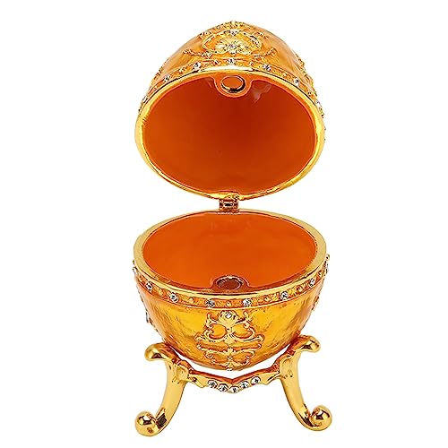 Eiförmige Schmuckschatulle, Handbemalte, Emaillierte Zinklegierung Im Ei-Stil, Dekorative Schmuckschatulle, für die Schmuckkollektion (GOLD)