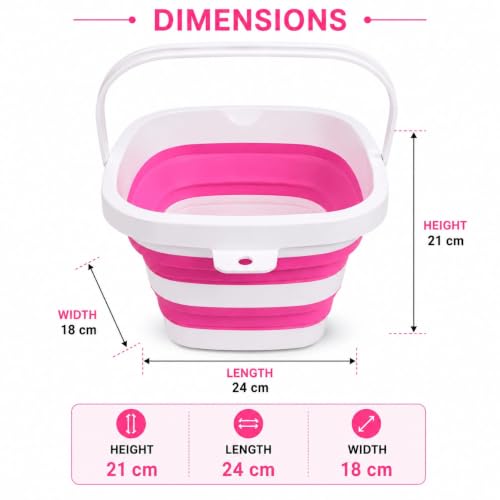 Image of DC DECORIO- Collapsible Silicone Bucket 5 Liter - Foldable Multipurpose Cleaning Bucket.Space-Saving Water Bucket for Home, Car & Outdoor