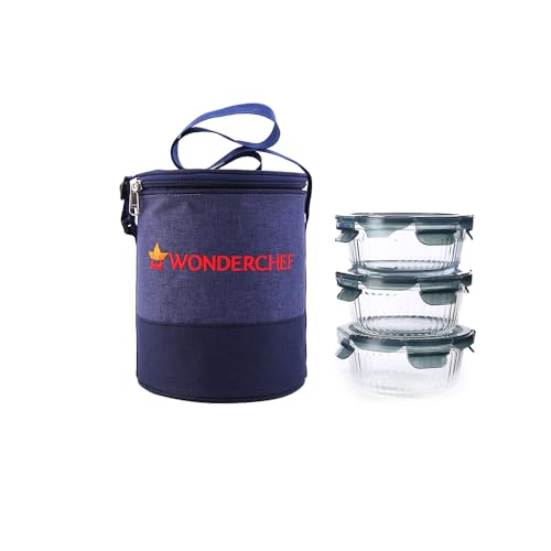 Wonderchef Verona Lunch Box Set Of 3 Pcs, 400 Ml, Leak Proof, Air Tight, Microwave Safe For Rs. 774 @ 54 %
