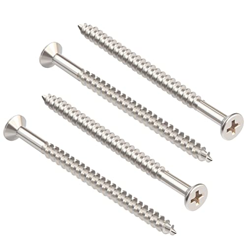 Tornillos para madera Hinge #9 x 3 pulgadas, 30 piezas, acero inoxidable 410, cabeza plana, sistema Phillips, autorroscantes para madera miniatura 7