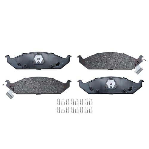 Image of Detroit Axle - Front Ceramic Brake Pads with Hardware Set Replacement for 1996-2000 Chrysler Cirrus Sebring Dodge Stratus Plymouth Breeze - 4pc Set