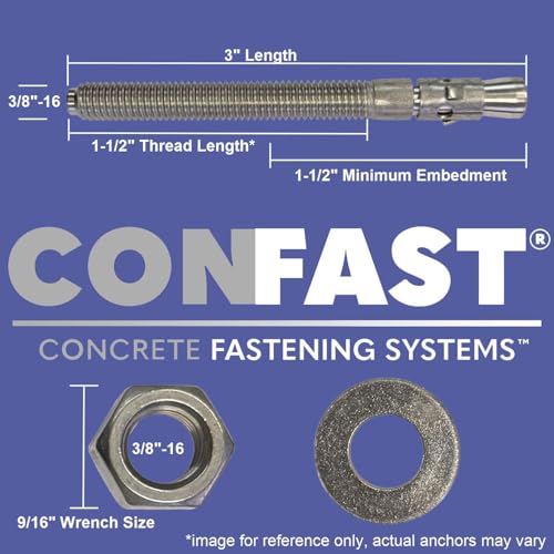 Image of CONFAST 3 /8 inch x 3 inch Stainless Steel Wedge Anchor (10 per Box)