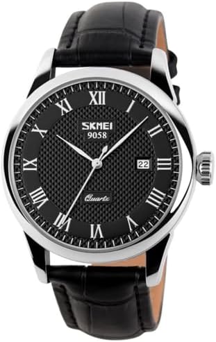 MASTOP Mens Analog Quartz Watch Roman Numeral Business Casual Wrist Watch Classic Calendar 30M Waterproof Comfortable Leather Watches
