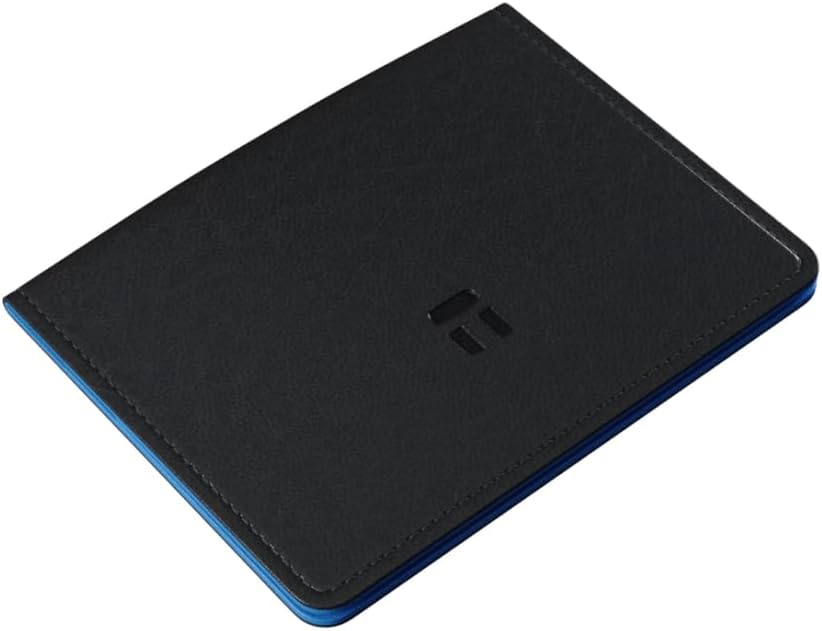 TANGEM Napa Leather Cardholder – Slim RFID Blocking Wallet, Sleek Black with Bold Blue Interior, Holds Up to 4 Cards