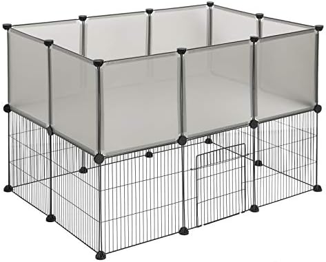 EUGAD rabbit run guinea pig run hamster playpen bunny puppy enclosure exercise fence with door diy grey 20 Panels (35x35cm/panel) 107 x 72 x 72 cm 0006WL