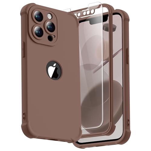 ORETECH 3 in 1 for iPhone 13 Pro Case with 2X Screen Protector,Brown