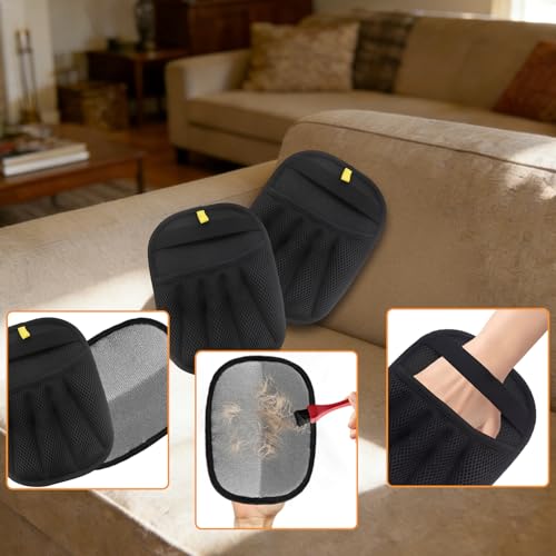 Herspany 2 Pack Haarentfernungs-Handschuhe, Tierhaarentfernungshandschuh,Elektrostatische Handschuhe zur Entfernung von Hundehaaren, Haustierhaarentferner, Katzenhaaren und Staub,Wiederverwendbar
