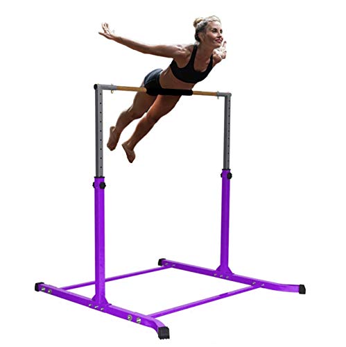 Pro-Gymnastics Gymnastics Kip Bar Horizontal Bar Professional Junior Gymnastic Training High Bar Asymmetric Bar 13 Level Height Adjustable Expandable 3 To 5 Ft Cushioned Bar & Curved Legs (Purple) #TOP3