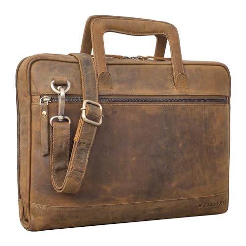STILORD 'Pierce Laptoptasche mit Griff Leder Aktentasche 15 Zoll Vintage...