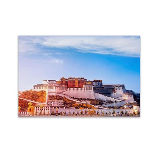 Impression paysage sur toile Potala Tibet motif panoramique 70x105cm